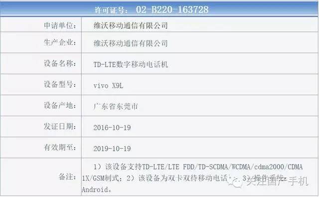 11·16發(fā)布:vivo X9工信部已經(jīng)入網(wǎng)