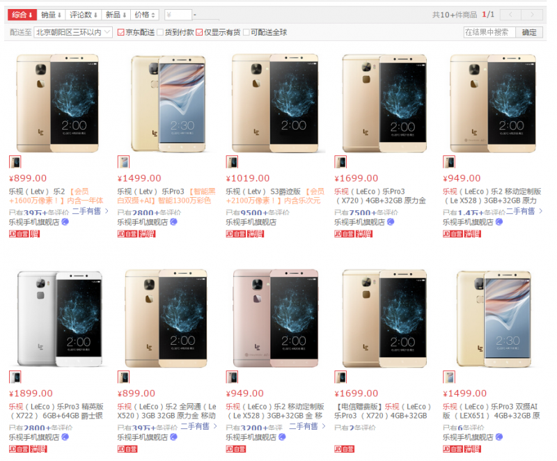  樂視手機(jī)官網(wǎng)全部停售，官方回應(yīng)稱正在溝通進(jìn)貨