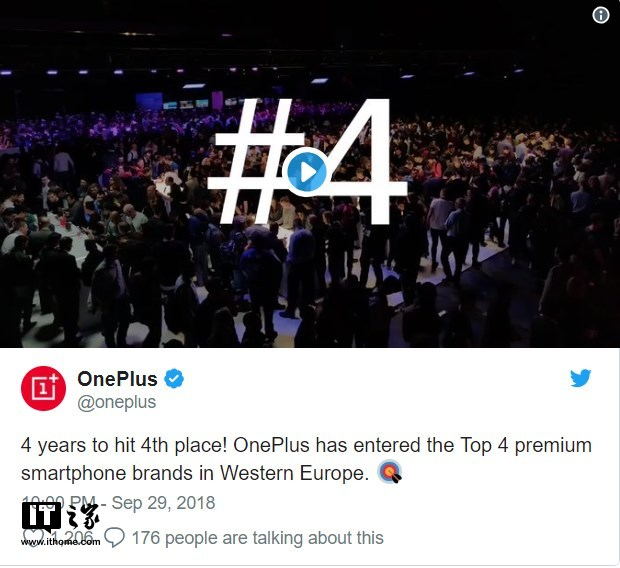 外媒:一加手機已成為西歐四大頂級智能手機品牌之一