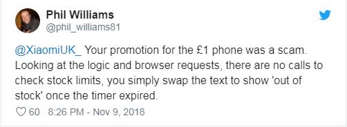 小米手機1英鎊搶購引眾怒：庫存稀少且未明示&ldquo;抽獎&rdquo;機制